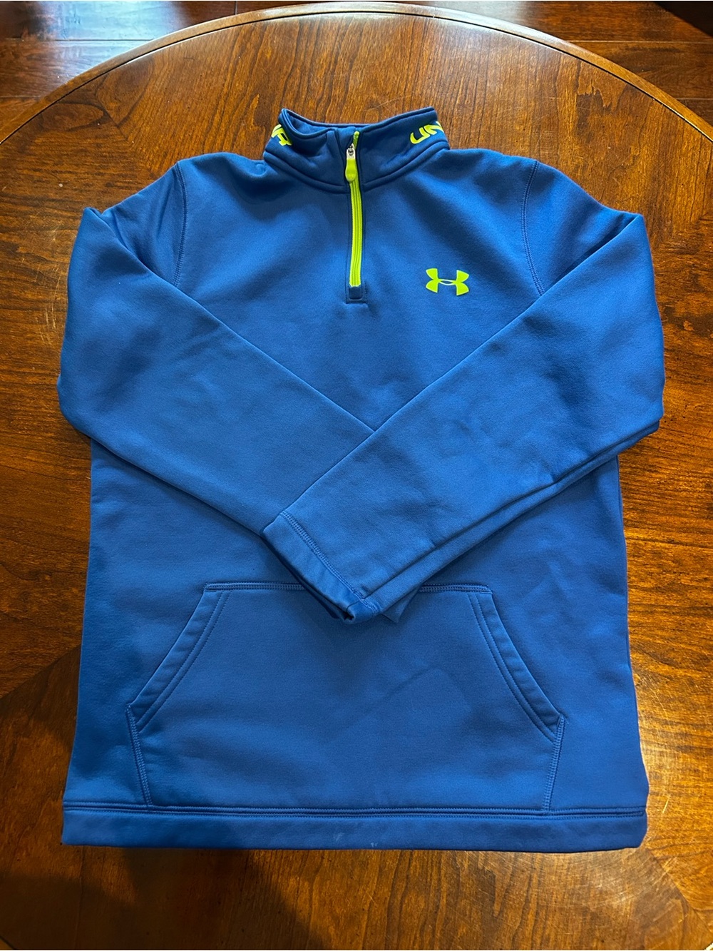 Under Armour Boy’s Blue 1/4 Zip Fleece Pullover (Large)
